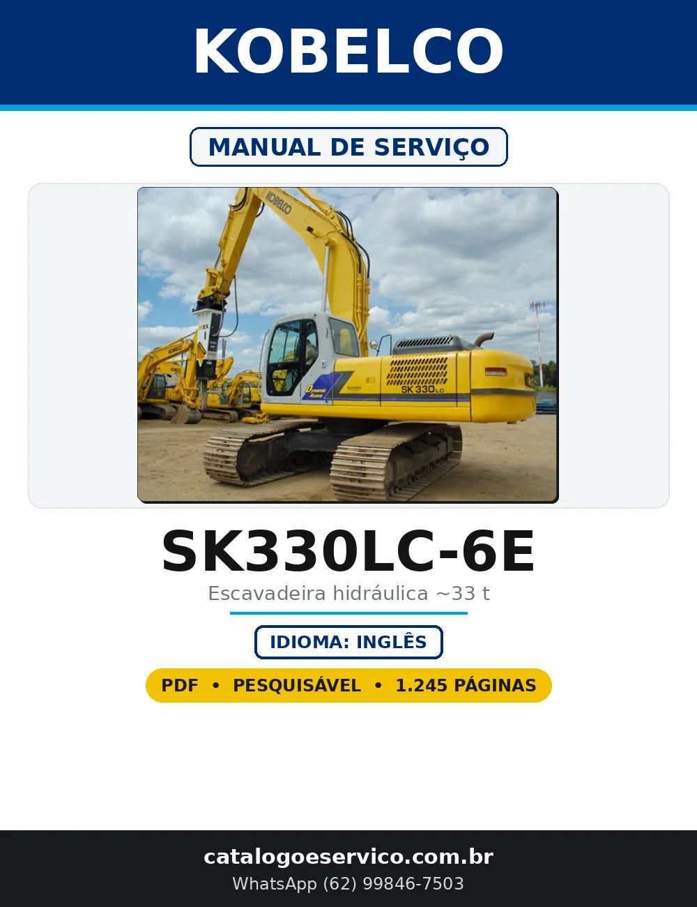 Capa do Manual de Serviço Kobelco SK330LC-6E em PDF com 1.245 páginas