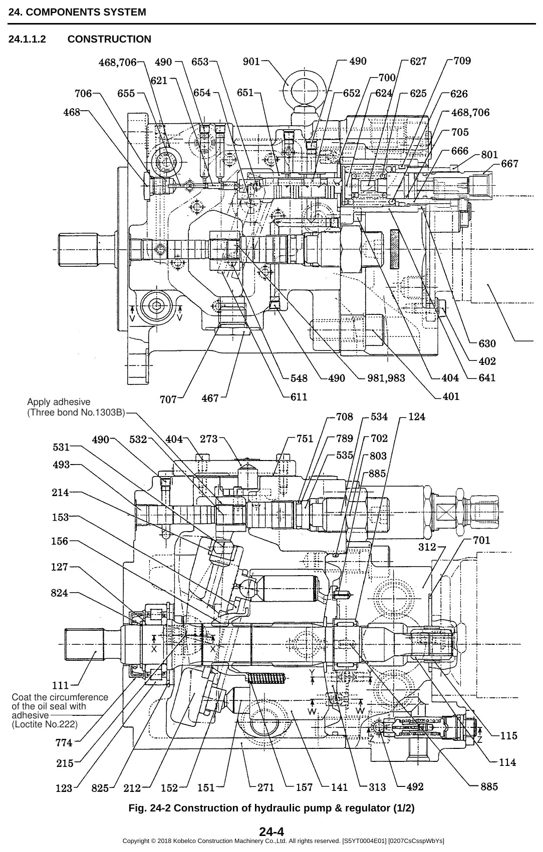 Página interna do Manual de Serviço Kobelco SK70SR-1ES com ilustração de procedimento