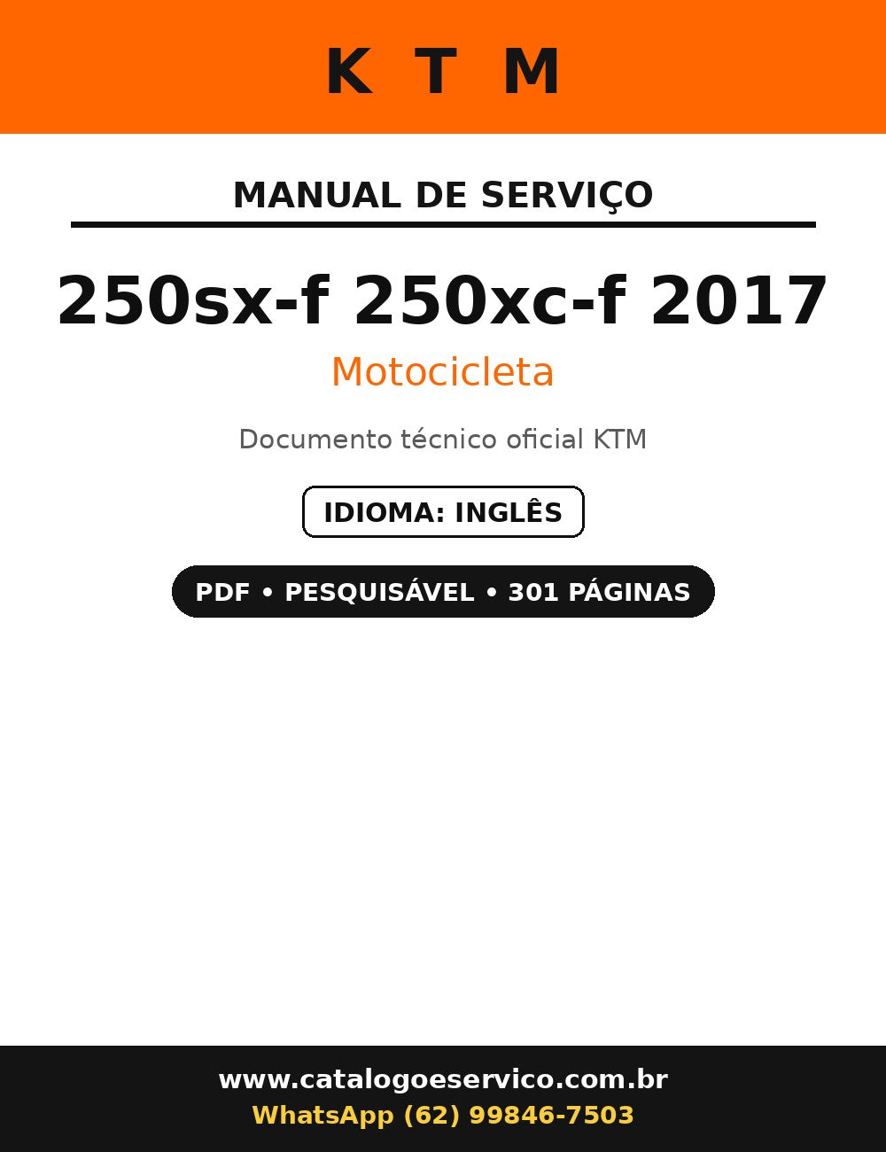 Manual De Serviço Ktm 250sx-f 250xc-f 2017