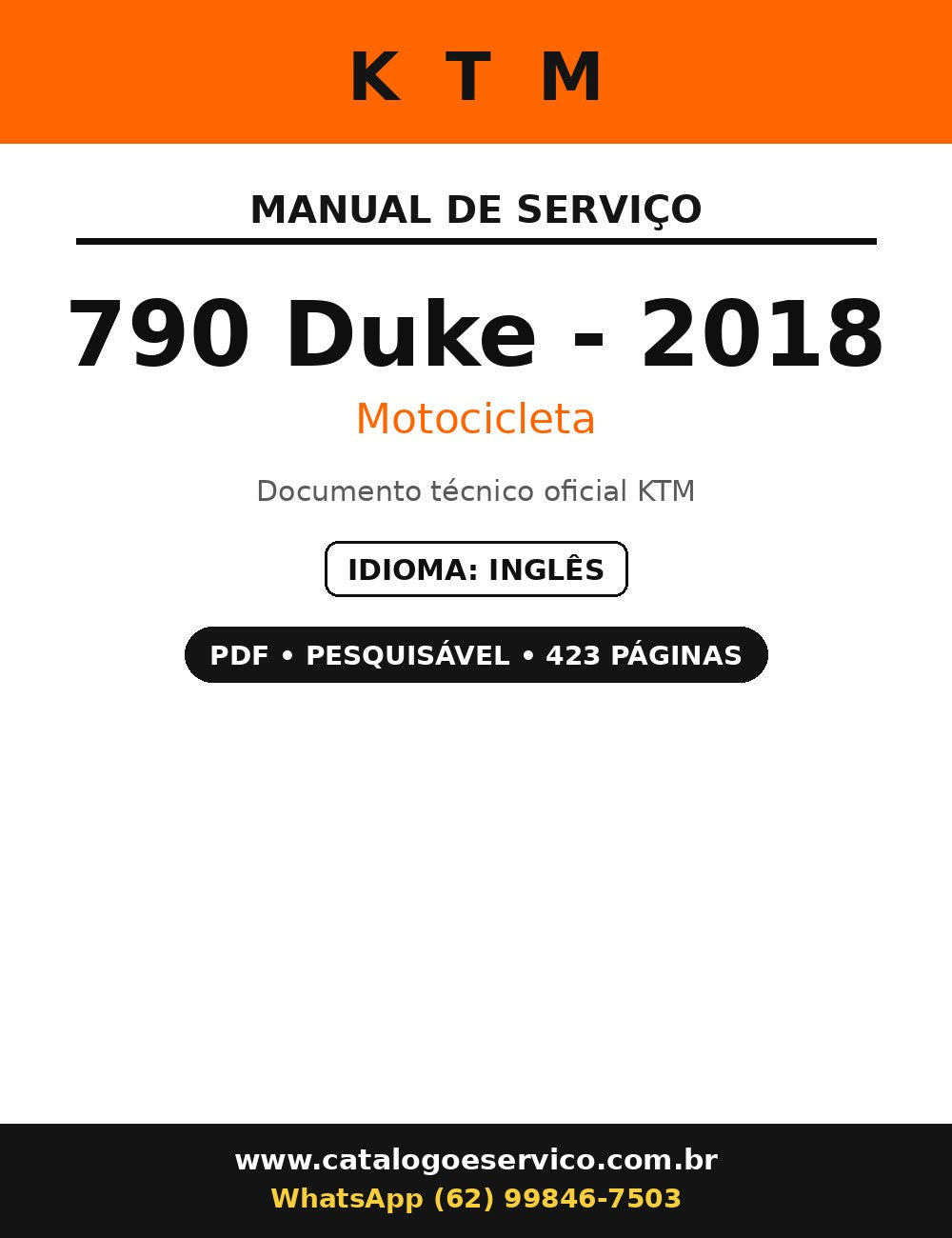 Manual De Serviço Ktm 790 Duke - 2018