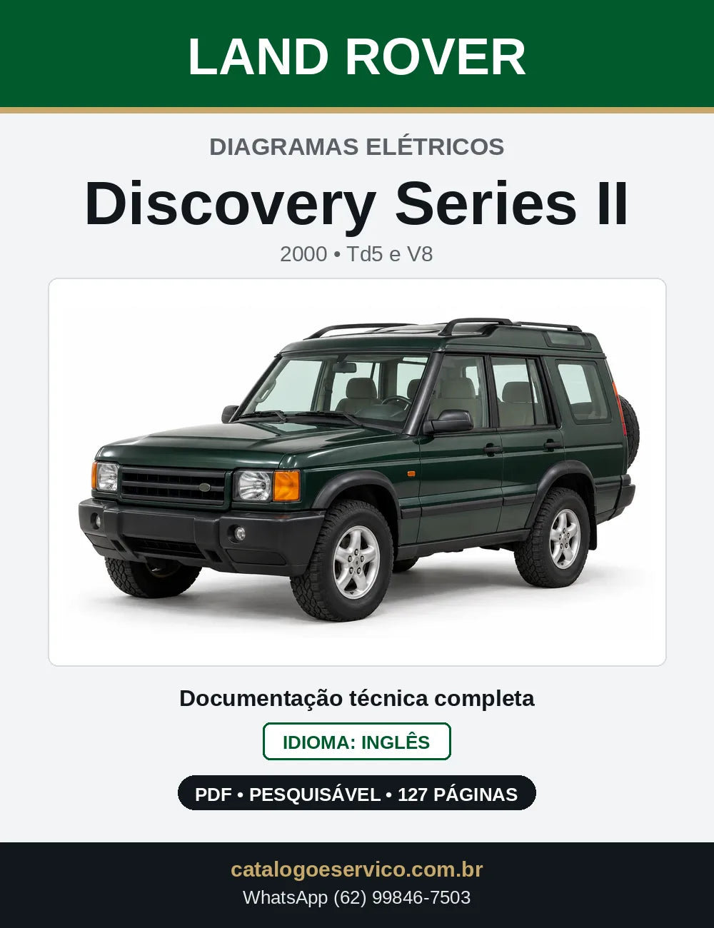 Capa dos Diagramas Elétricos Land Rover Discovery Series II 2000 em PDF