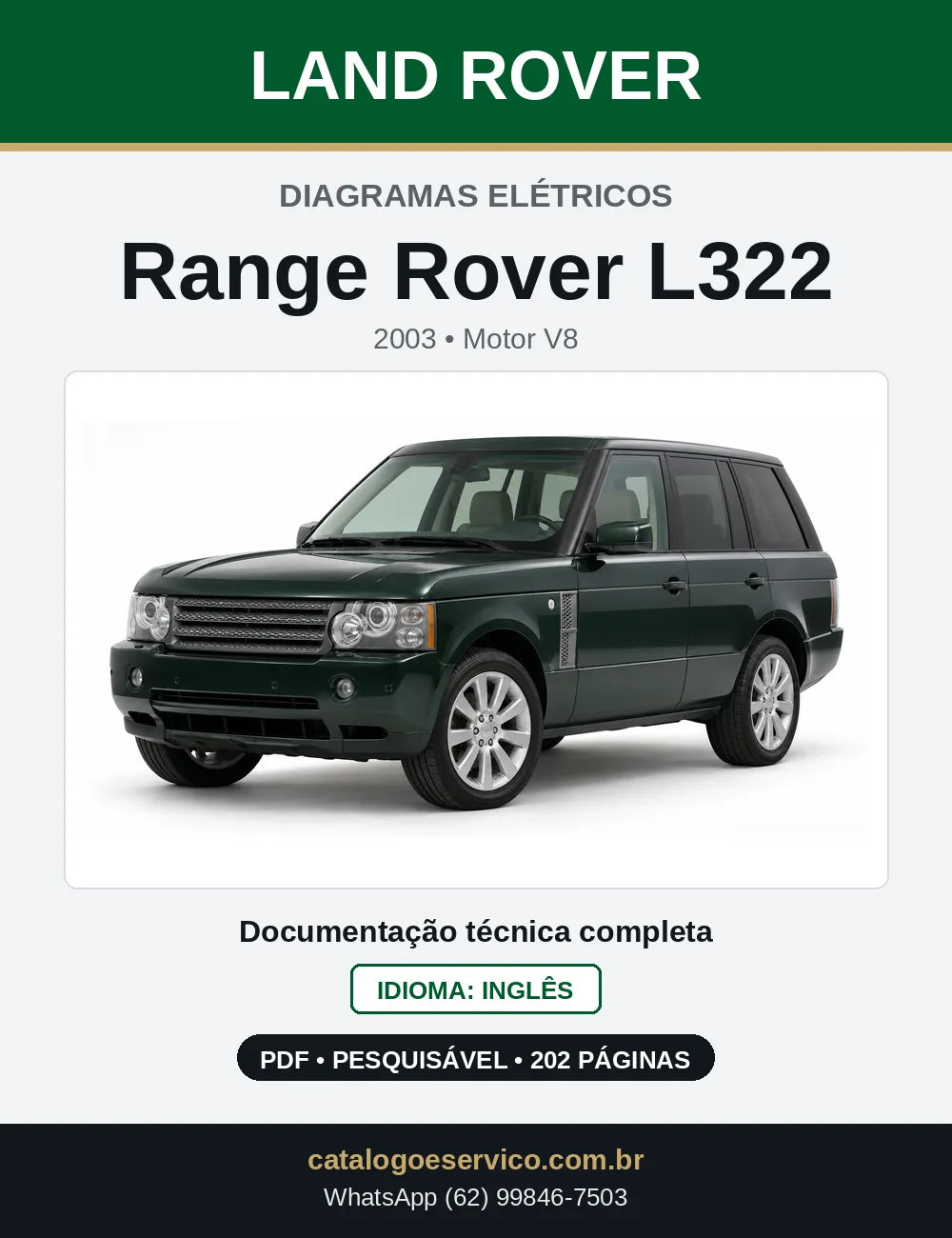 Capa dos Diagramas Elétricos Land Rover Range Rover L322 em PDF