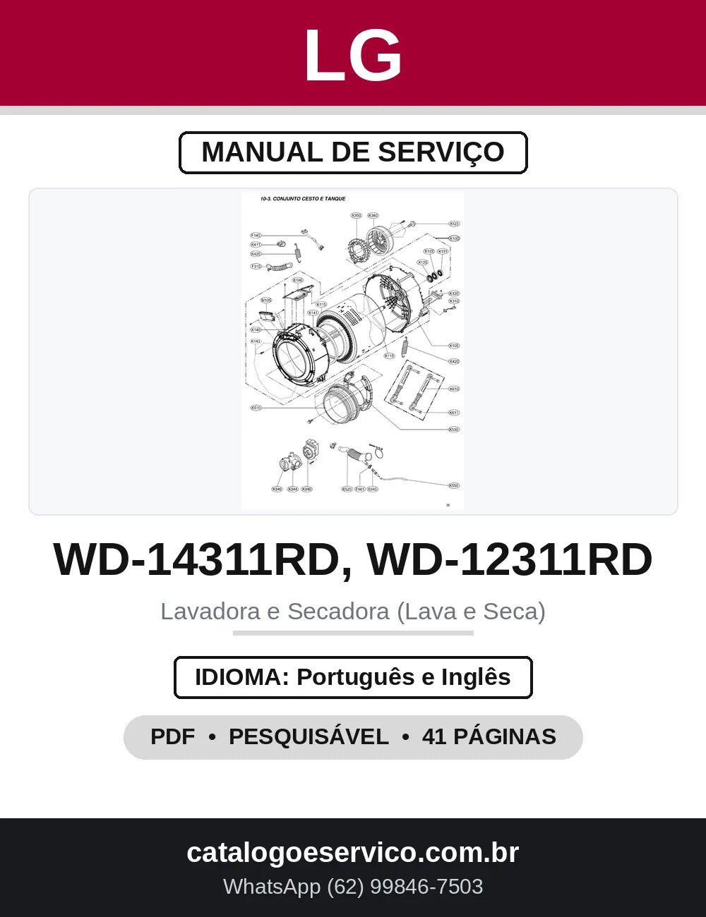 Manual de Serviço LG WD-14311RD e WD-12311RD — capa