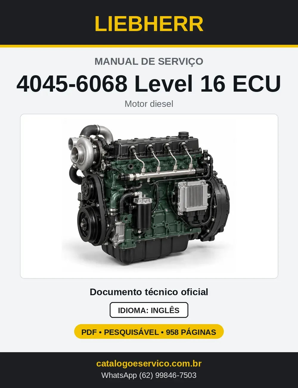Capa do Manual de Serviço Liebherr 4045-6068 Level 16 ECU motor diesel