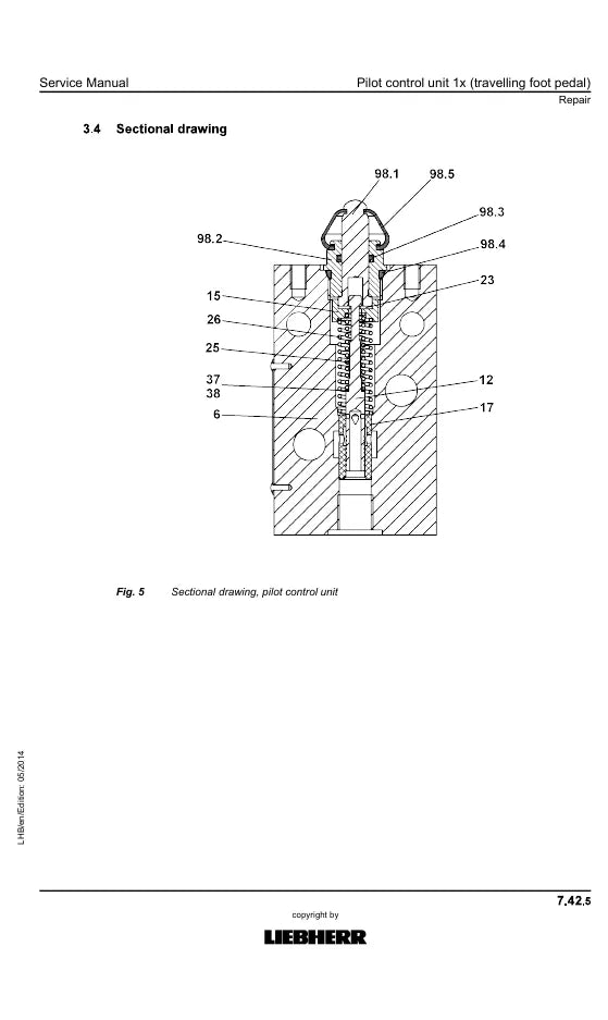 Manual de Serviço Liebherr A934C Litronic Escavadeira Hidráulica — segunda página interna do documento