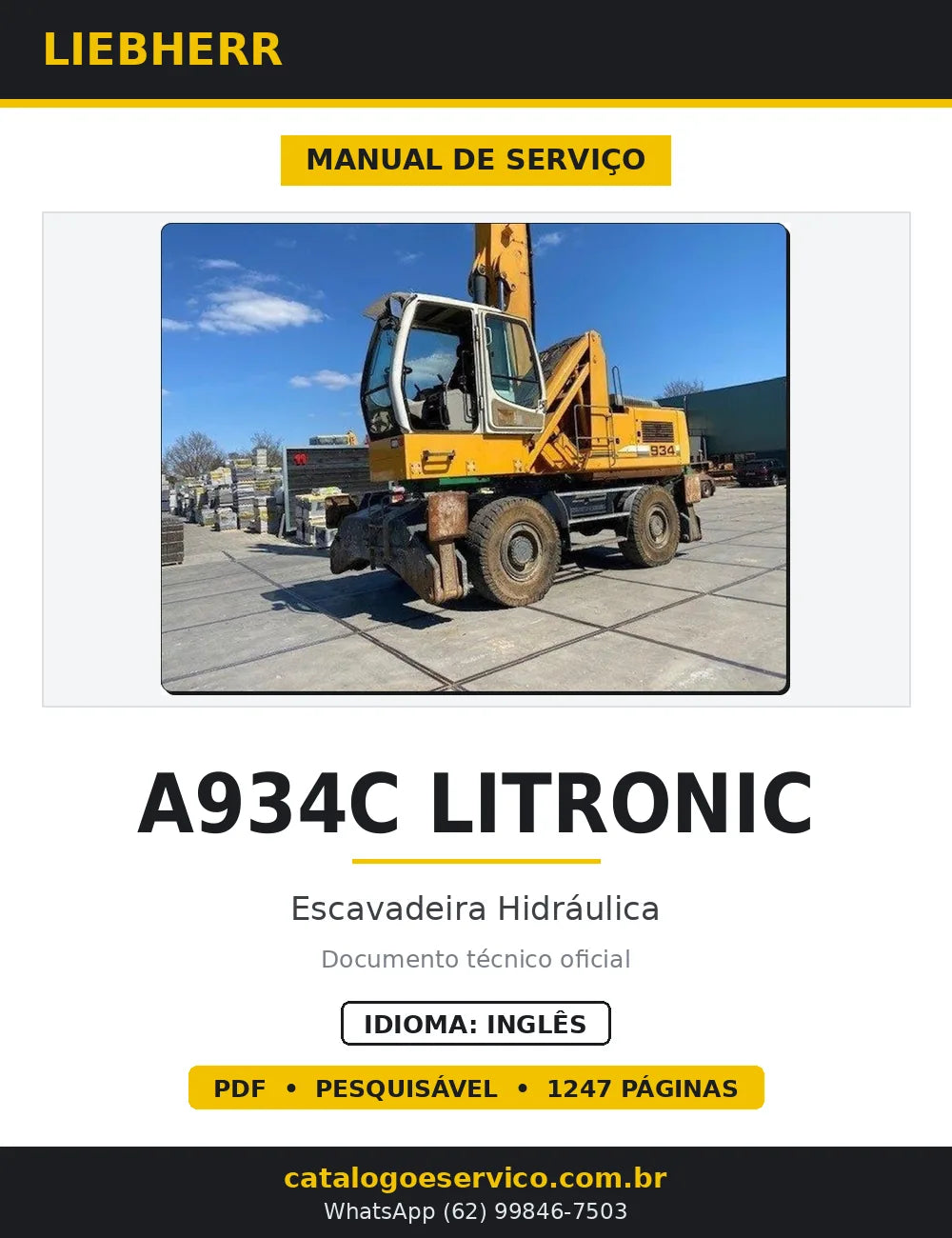 Manual de Serviço Liebherr A934C Litronic Escavadeira Hidráulica — capa