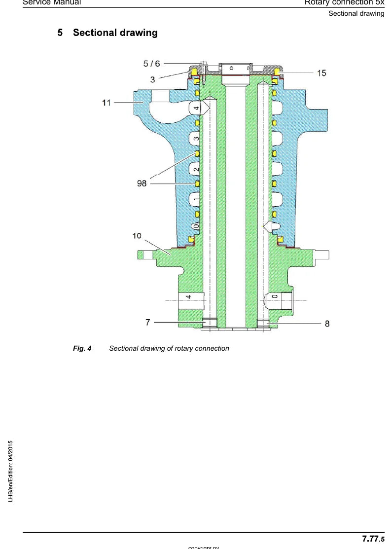 Manual de Serviço Liebherr A934C-R934C Litronic Escavadeira Hidráulica — página interna com diagrama técnico