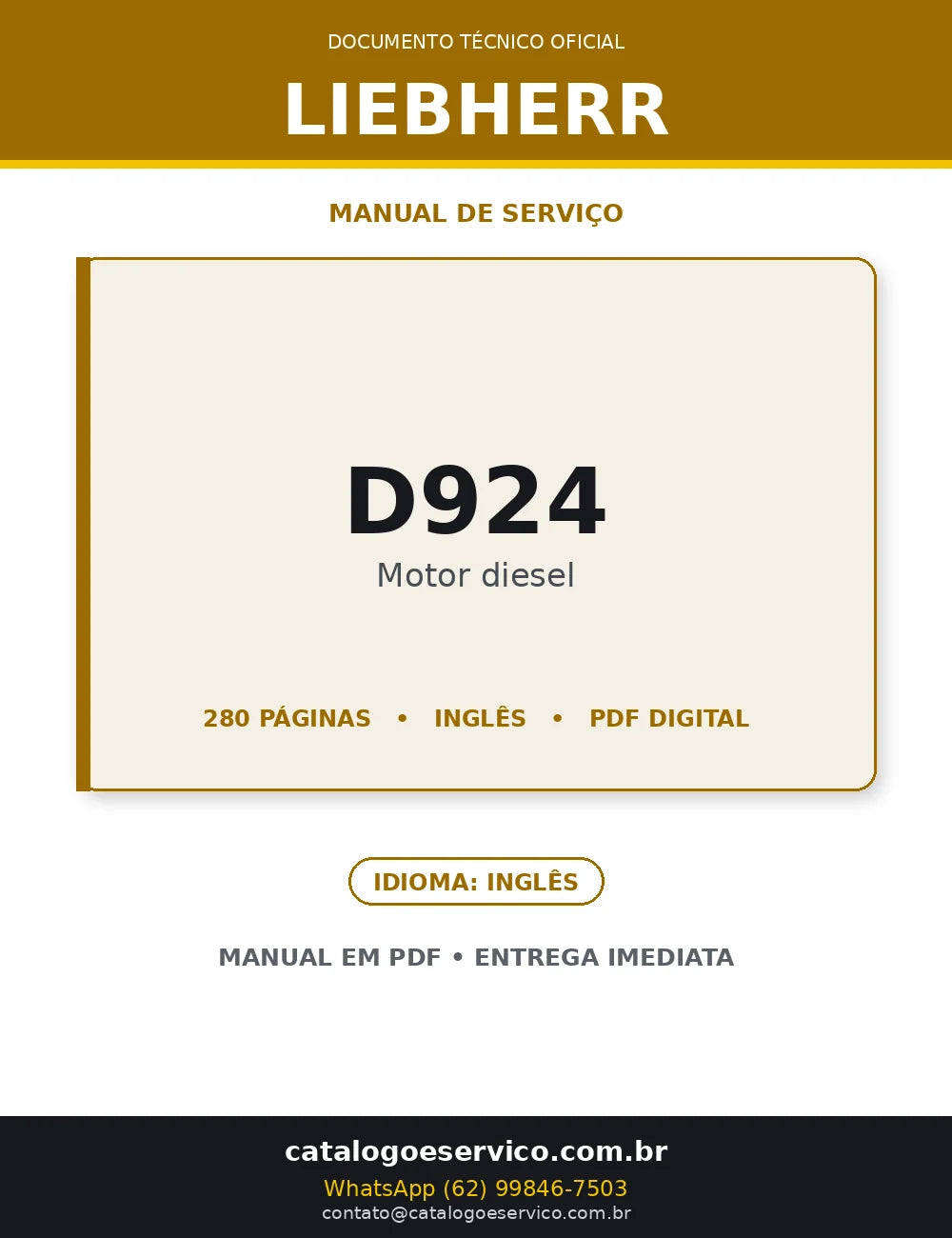 Manual de Serviço Liebherr D924-926 Motor Diesel — capa