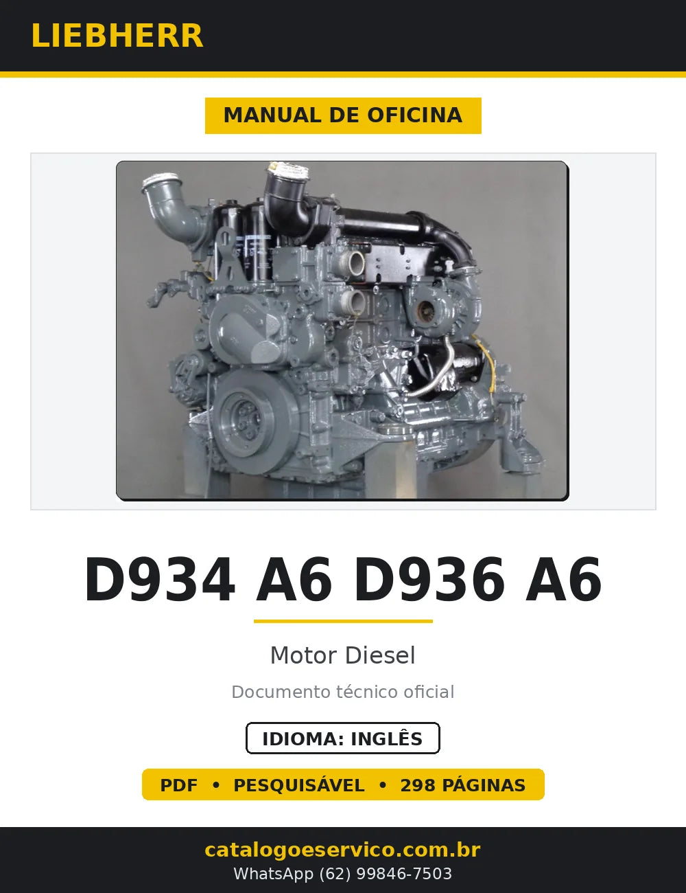 Manual de Oficina Liebherr D934 A6 D936 A6 Motor Diesel — capa