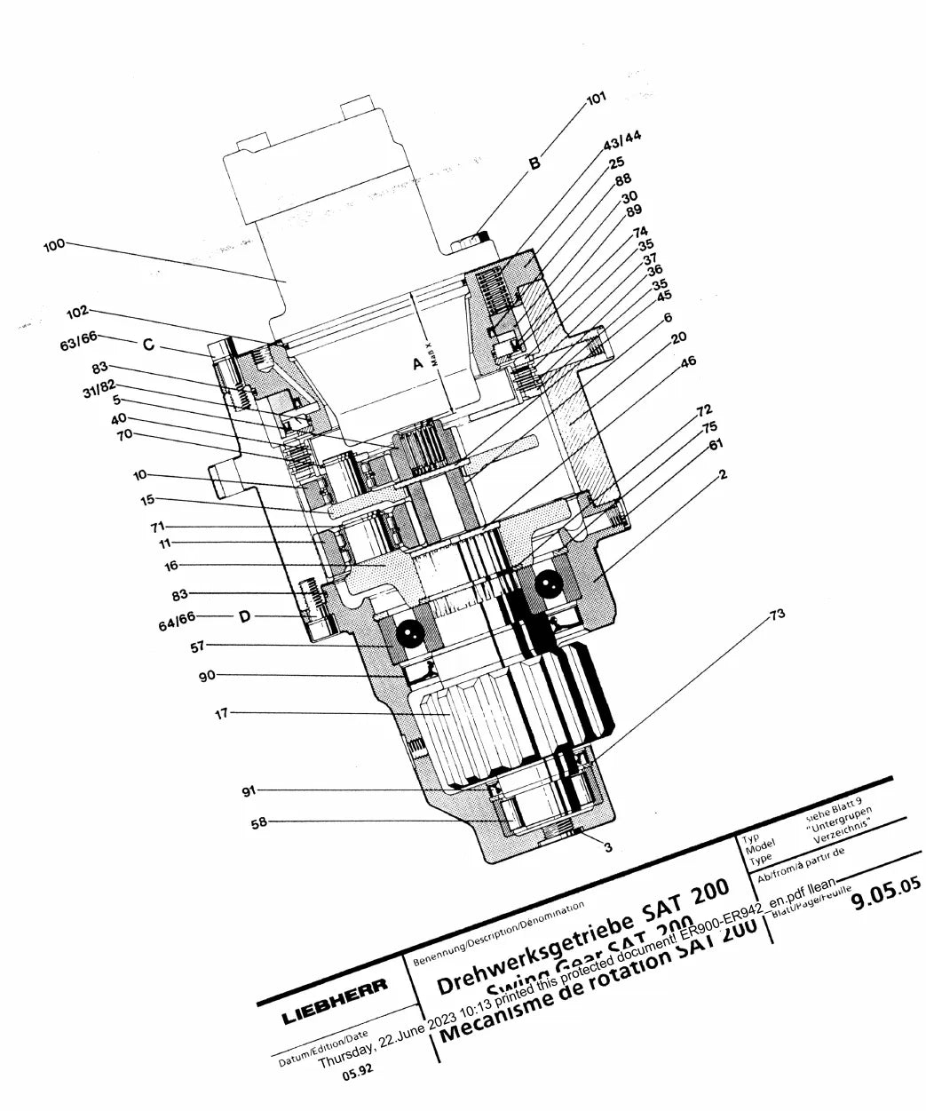 Manual de Serviço Liebherr ER900-942 Litronic Escavadeira Hidráulica — segunda página interna do documento
