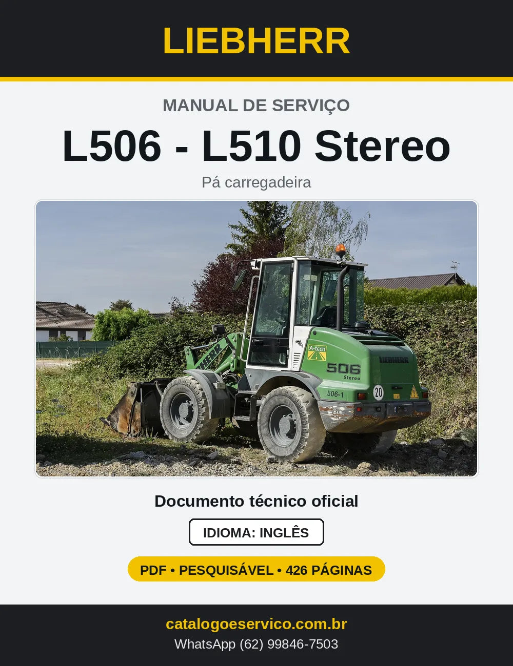 Capa do Manual de Serviço Liebherr L506 - L510 Stereo pá carregadeira