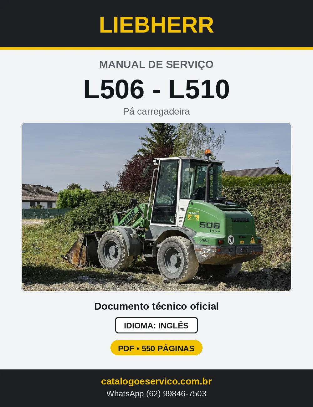 Capa do Manual de Serviço Liebherr L506 - L510 pá carregadeira