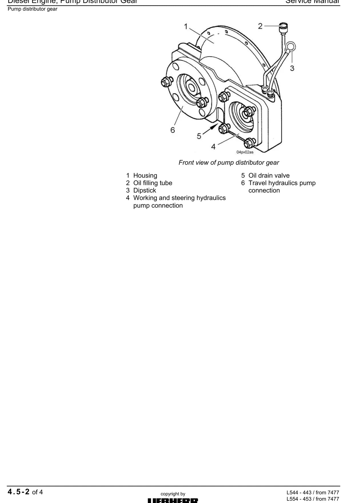 Manual de Serviço Liebherr L544-L580 2plus2 Pá Carregadeira — página interna com diagrama técnico