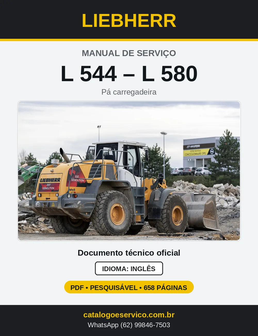 Capa do Manual de Serviço Liebherr L544-L580 pá carregadeira