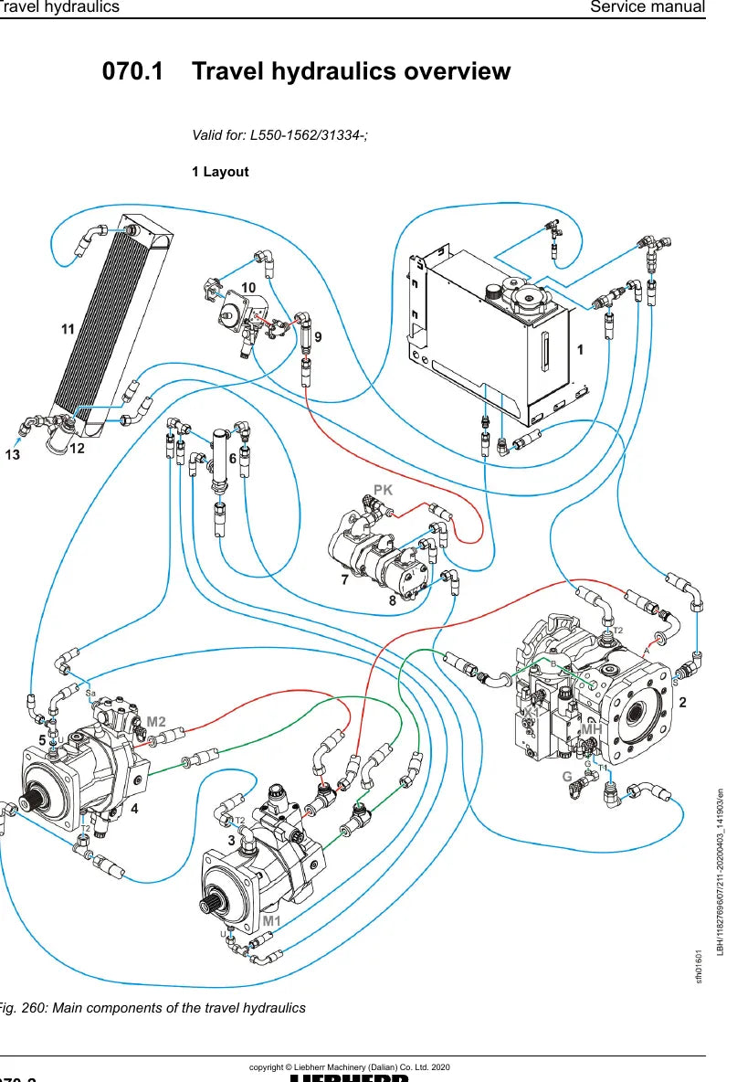 Manual de Serviço Liebherr L550-1562 Pá Carregadeira — página interna com diagrama técnico