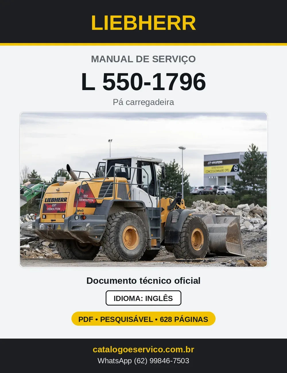 Capa do Manual de Serviço Liebherr L550-1796 pá carregadeira
