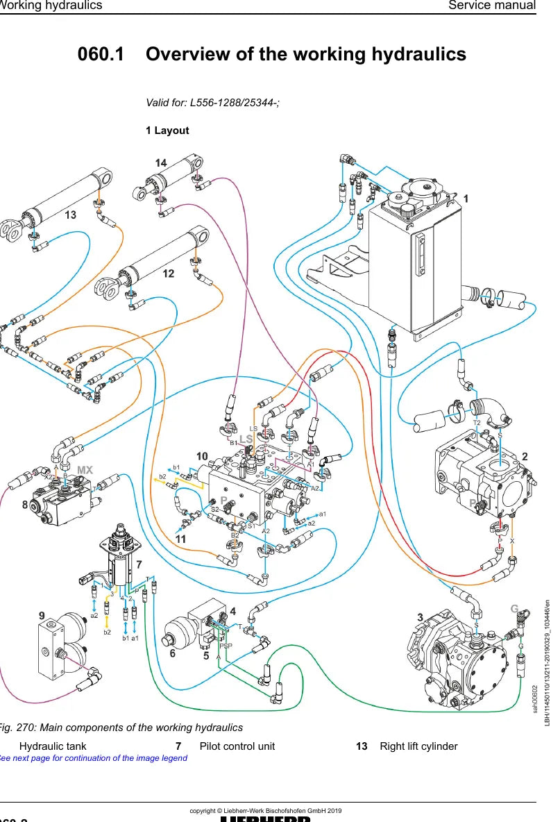 Manual de Serviço Liebherr L556-1288 Pá Carregadeira — página interna com diagrama técnico