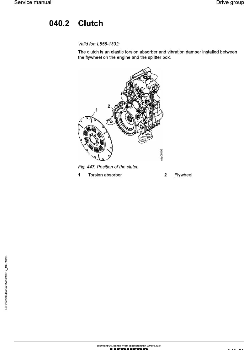Manual de Serviço Liebherr L556-1332 Pá Carregadeira — página interna com diagrama técnico