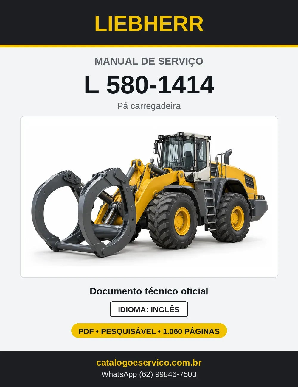 Capa do Manual de Serviço Liebherr L580-1414 pá carregadeira LogHandler