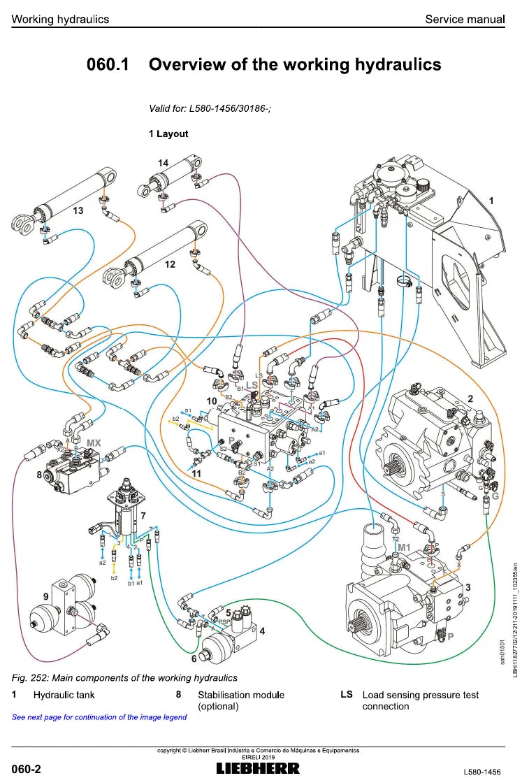 Manual de Serviço Liebherr L580-1456 Pá Carregadeira — página interna com diagrama técnico