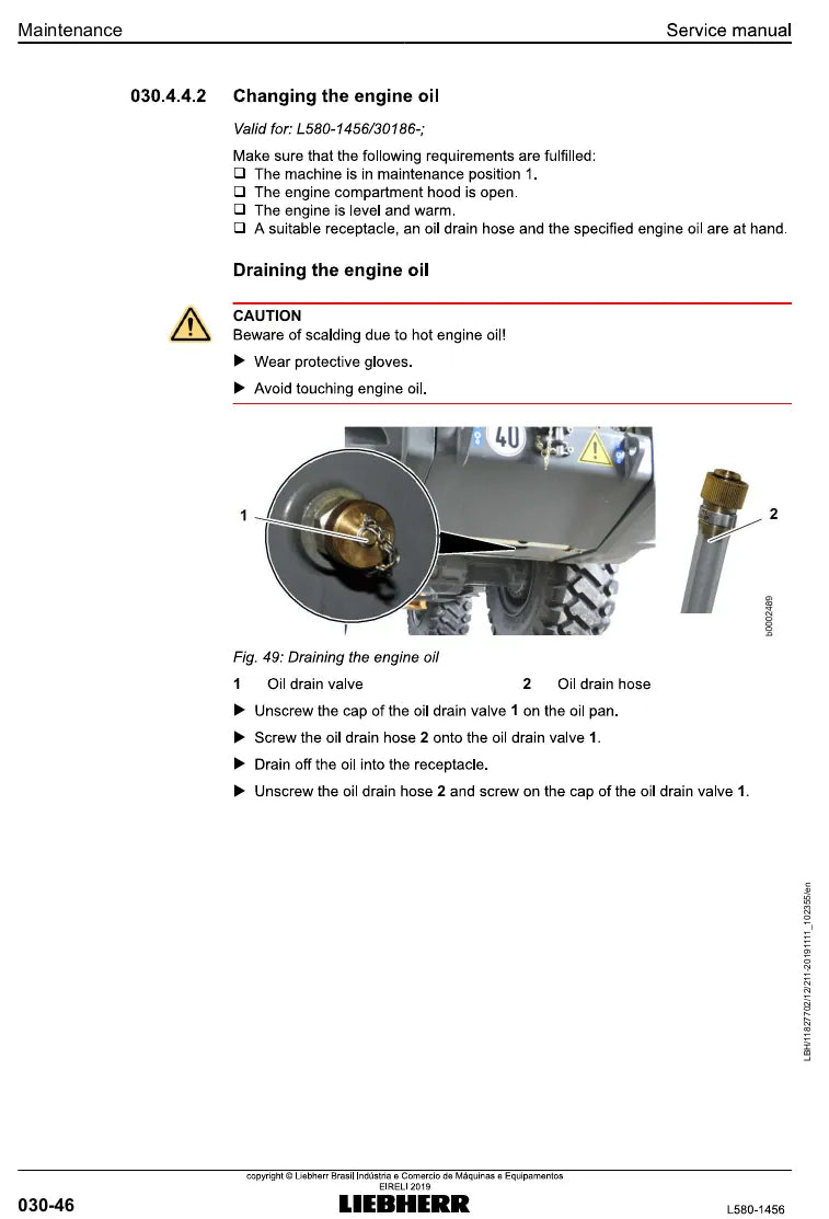 Manual de Serviço Liebherr L580-1456 Pá Carregadeira — segunda página interna do documento