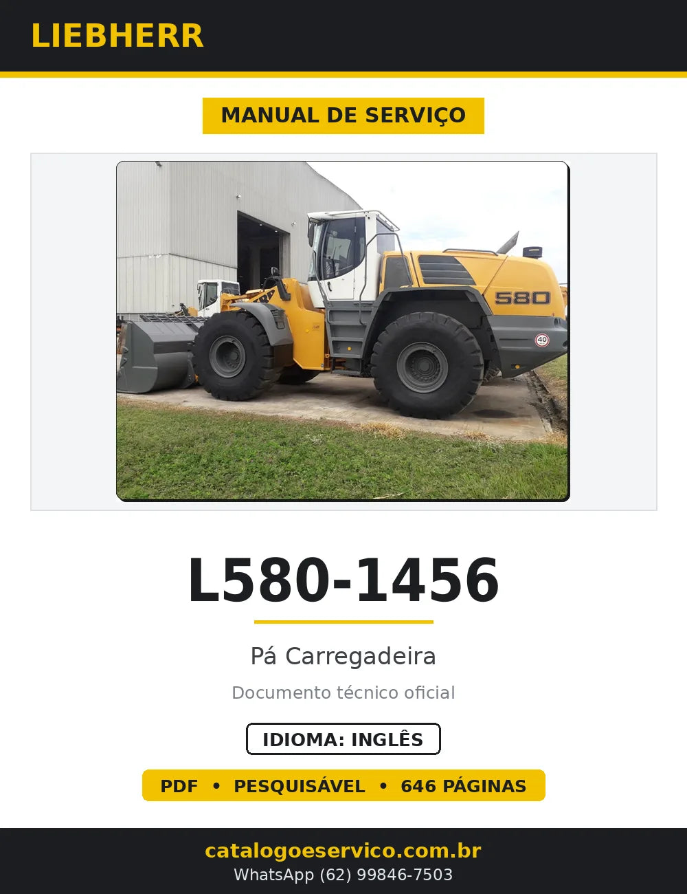 Manual de Serviço Liebherr L580-1456 Pá Carregadeira — capa