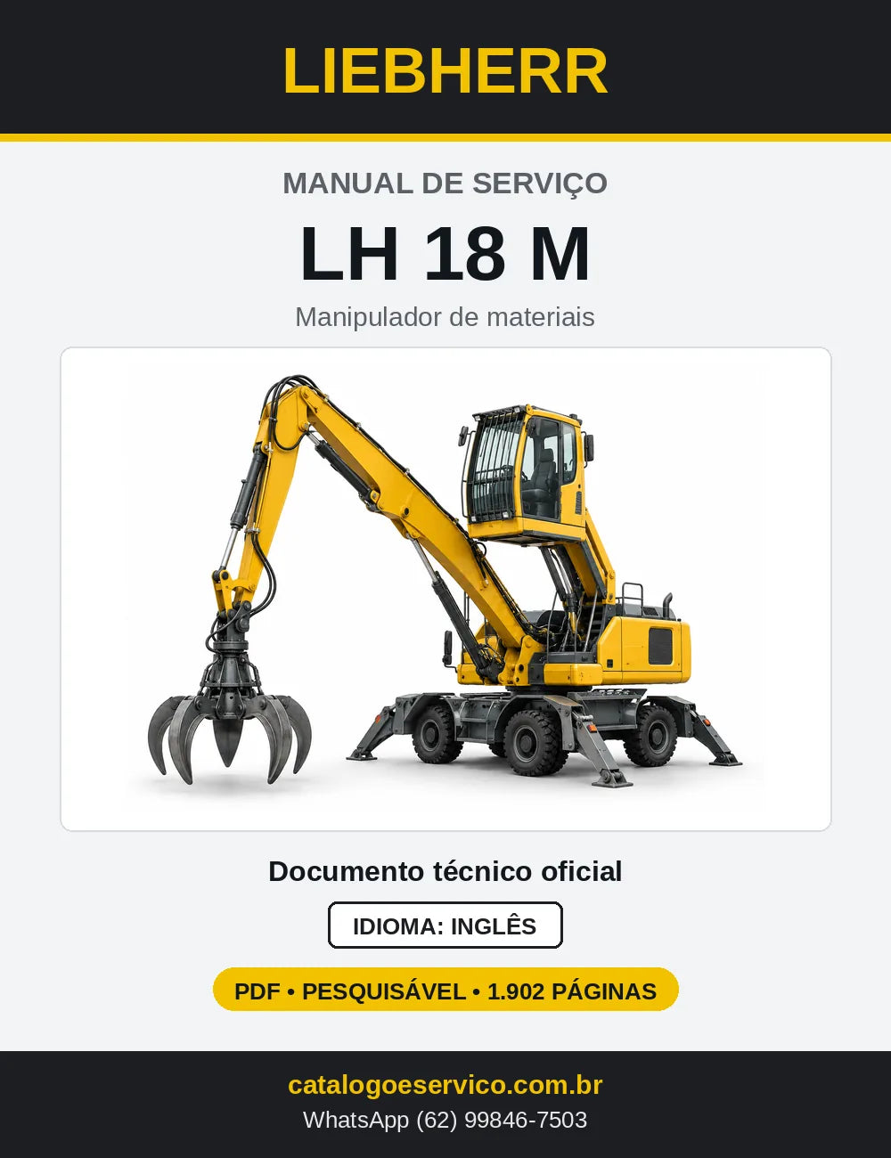 Capa do Manual de Serviço Liebherr LH 18 M manipulador de materiais