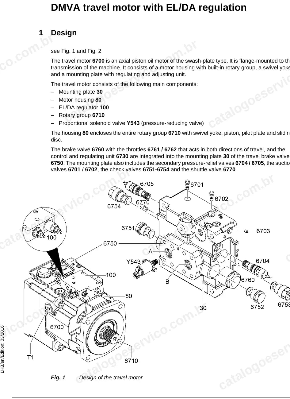 Construção do motor de translação DMVA com regulagem EL/DA dos manipuladores LH22–LH35