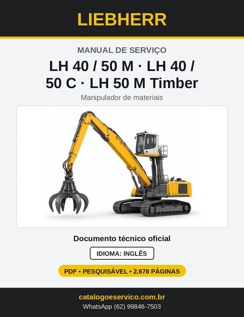 Capa do Manual de Serviço Liebherr LH40 e LH50 M/C manipulador de materiais
