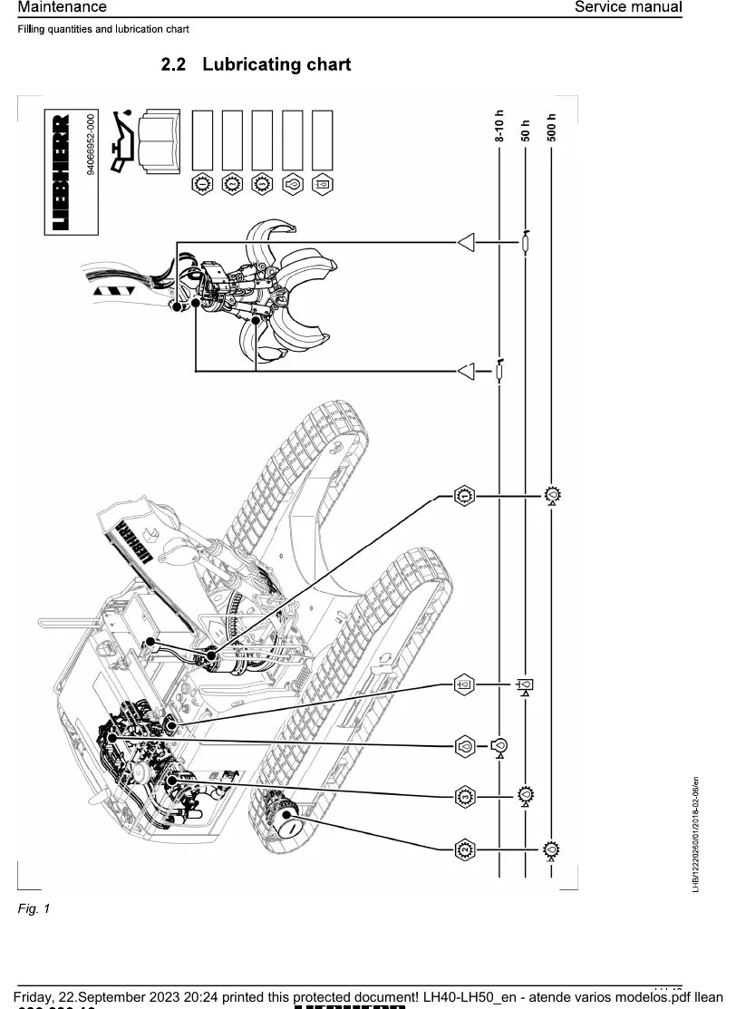 Manual de Serviço Liebherr LH40 50M Escavadeira Hidráulica — segunda página interna do documento