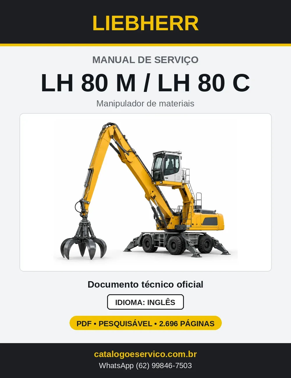 Capa do Manual de Serviço Liebherr LH80 M e LH80 C manipulador de materiais