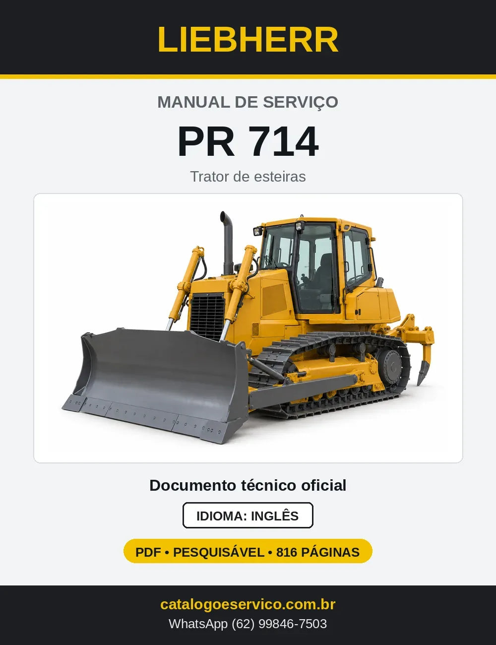 Capa do Manual de Serviço Liebherr PR 714 trator de esteiras