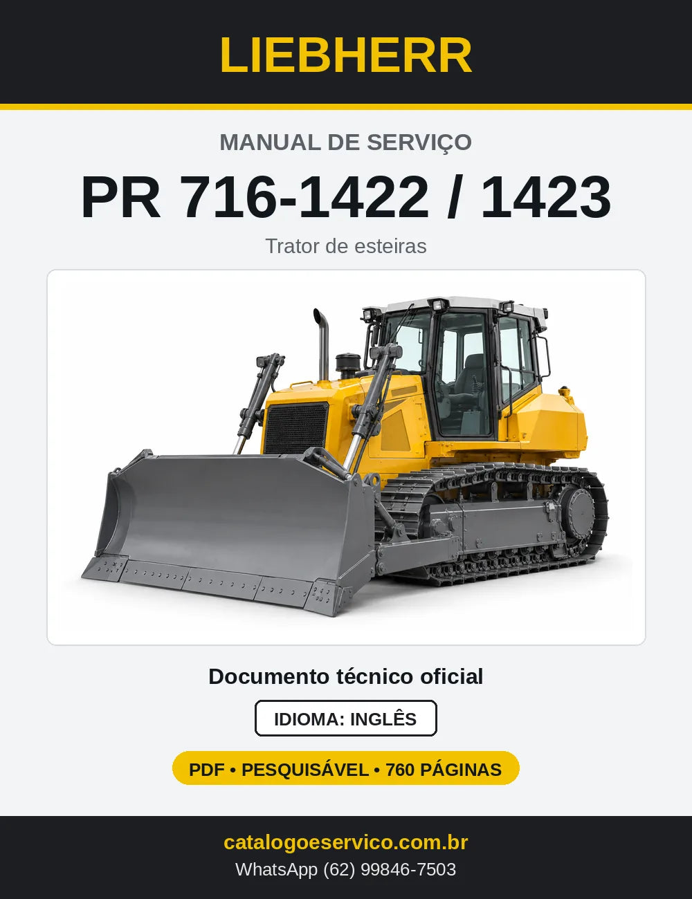 Capa do Manual de Serviço Liebherr PR 716 trator de esteiras