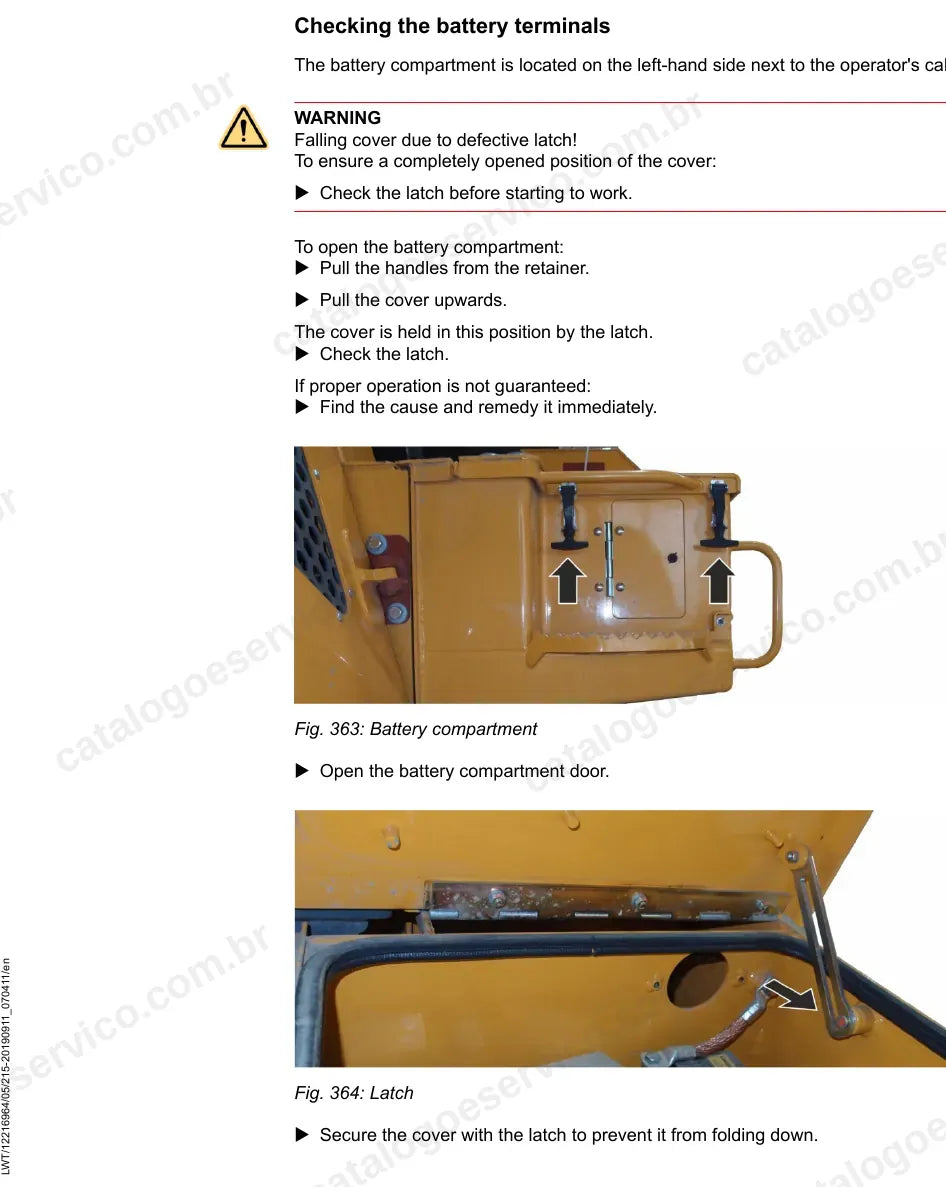 Verificação dos terminais da bateria do PR 766