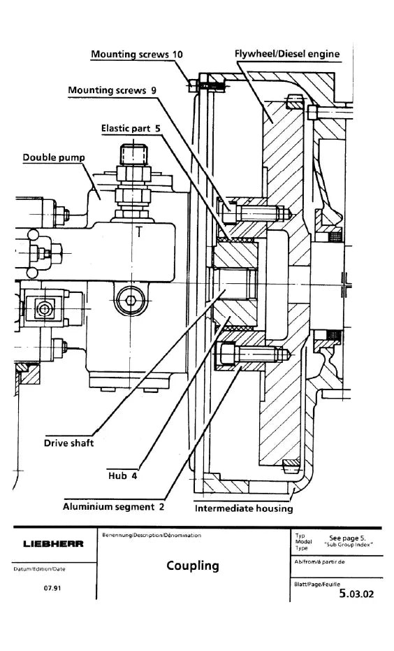 Manual de Serviço Liebherr R900-942 Escavadeira Hidráulica — página interna com diagrama técnico
