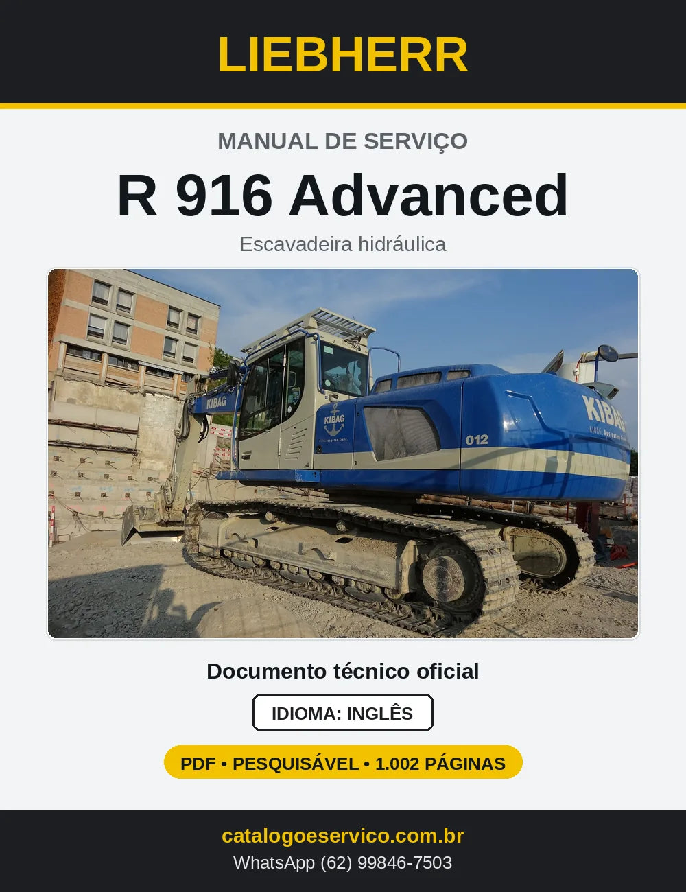 Capa do Manual de Serviço Liebherr R 916 Advanced escavadeira hidráulica