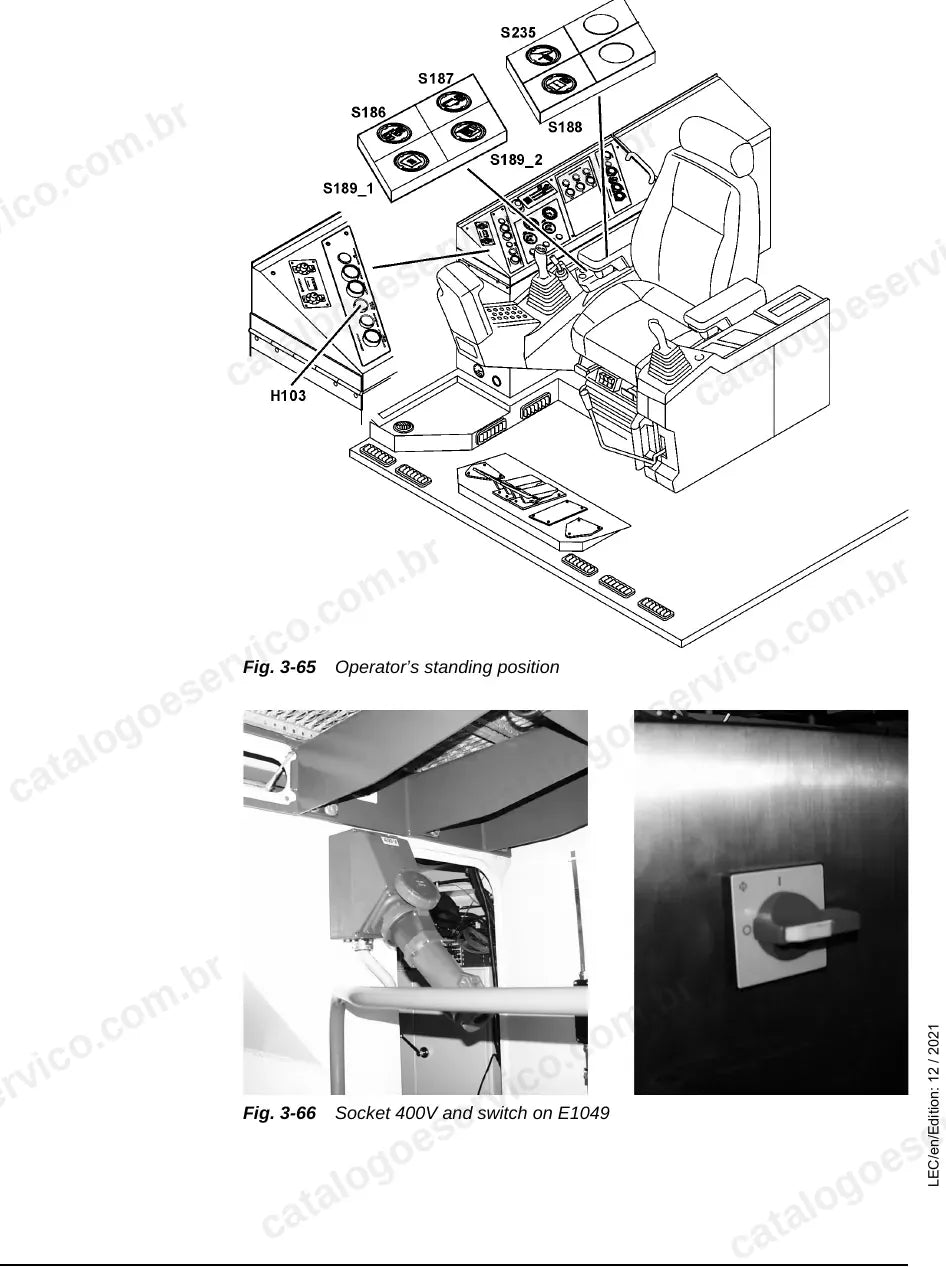 Posto de operação e tomada de 400 V do pré-aquecimento da R 9250 E