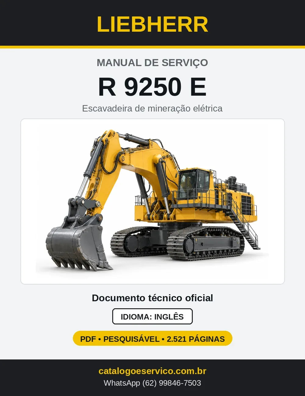 Capa do Manual de Serviço Liebherr R9250E escavadeira de mineração elétrica