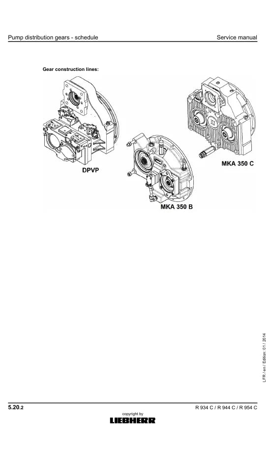 Manual de Serviço Liebherr R934C-R944C-R954C Escavadeira Hidráulica — página interna com diagrama técnico