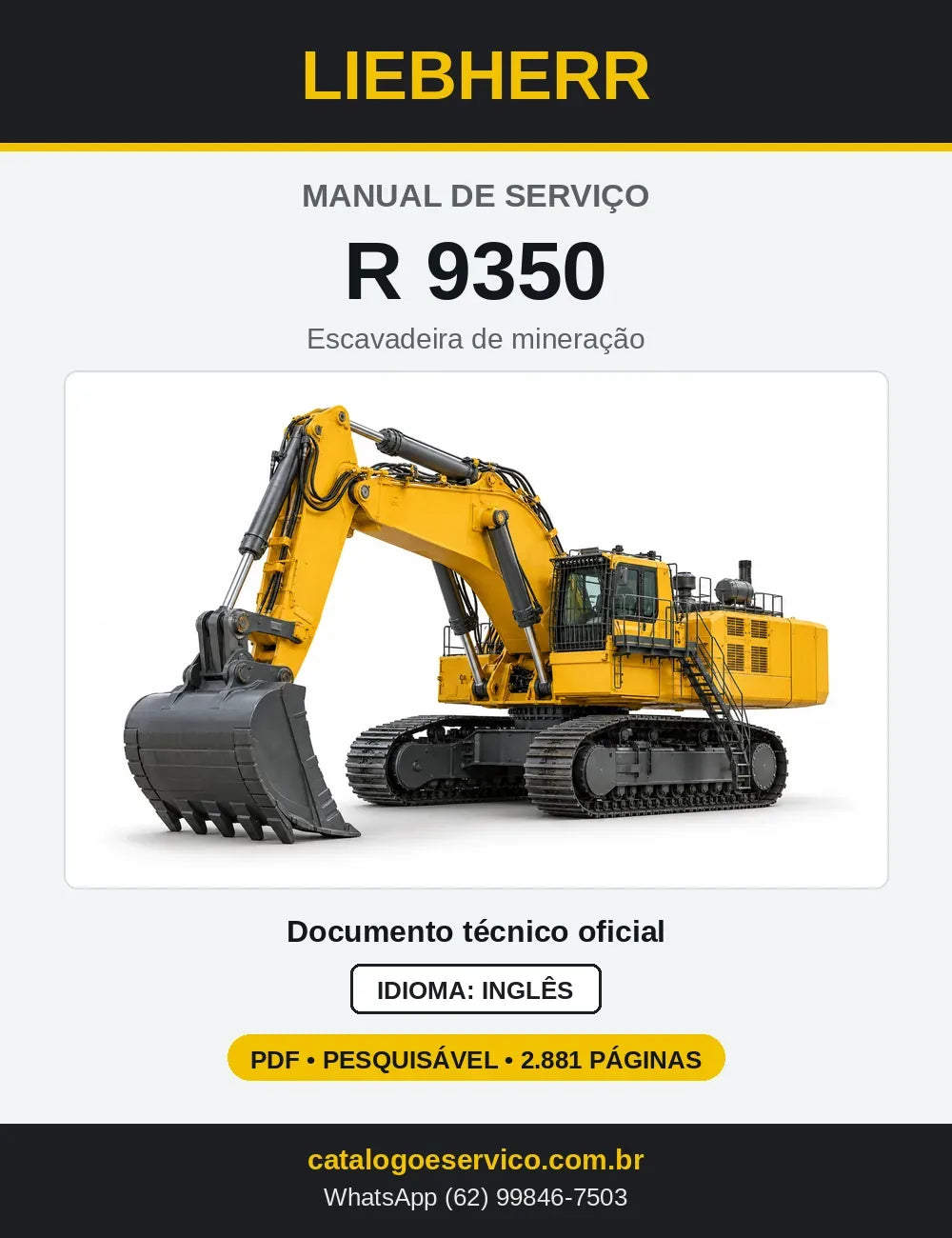 Capa do Manual de Serviço Liebherr R 9350 escavadeira de mineração