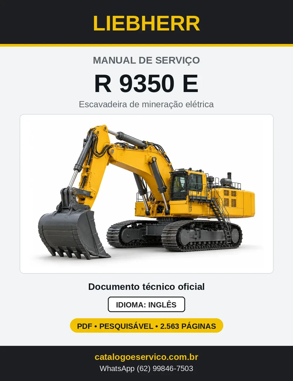 Capa do Manual de Serviço Liebherr R 9350 E escavadeira de mineração elétrica