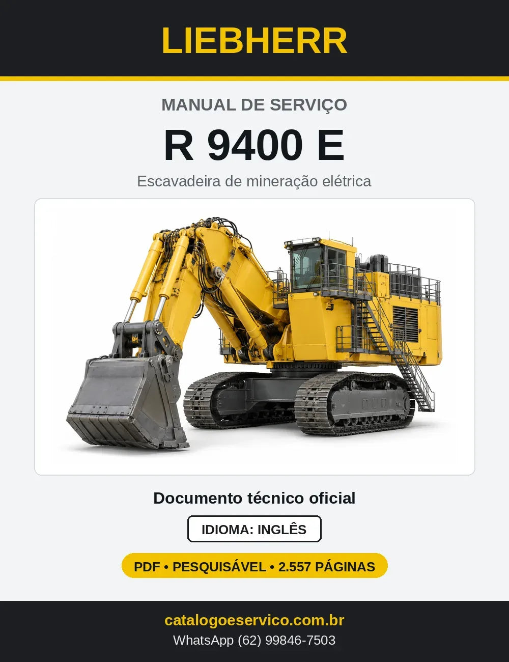 Capa do Manual de Serviço Liebherr R 9400 E escavadeira de mineração elétrica
