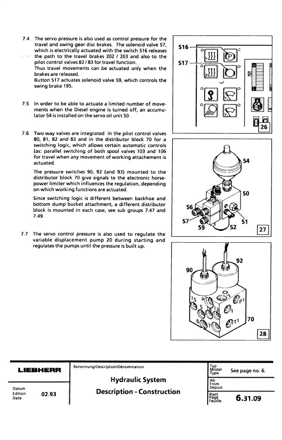 Manual de Serviço Liebherr R954-R954B-R954C Escavadeira Hidráulica — segunda página interna do documento