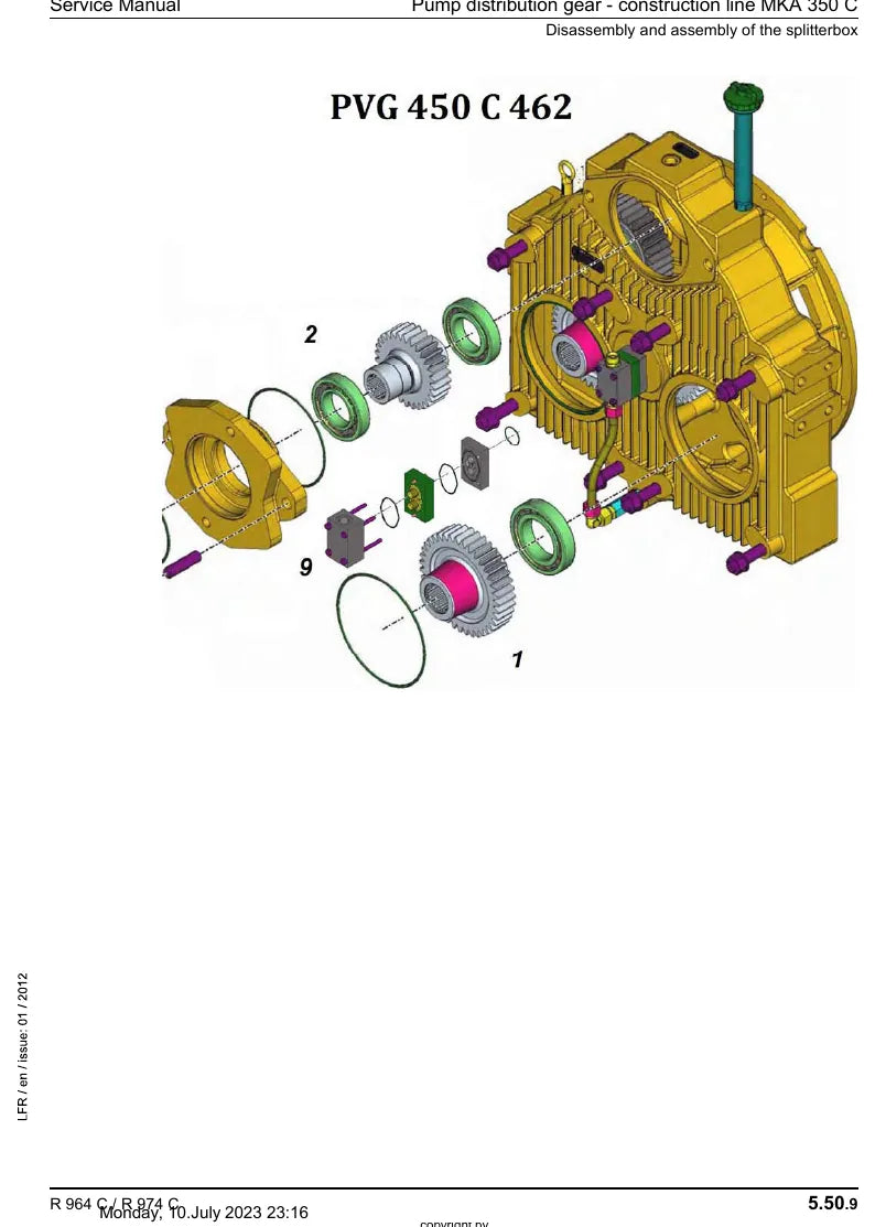 Manual de Serviço Liebherr R964C-R974C Escavadeira Hidráulica — página interna com diagrama técnico