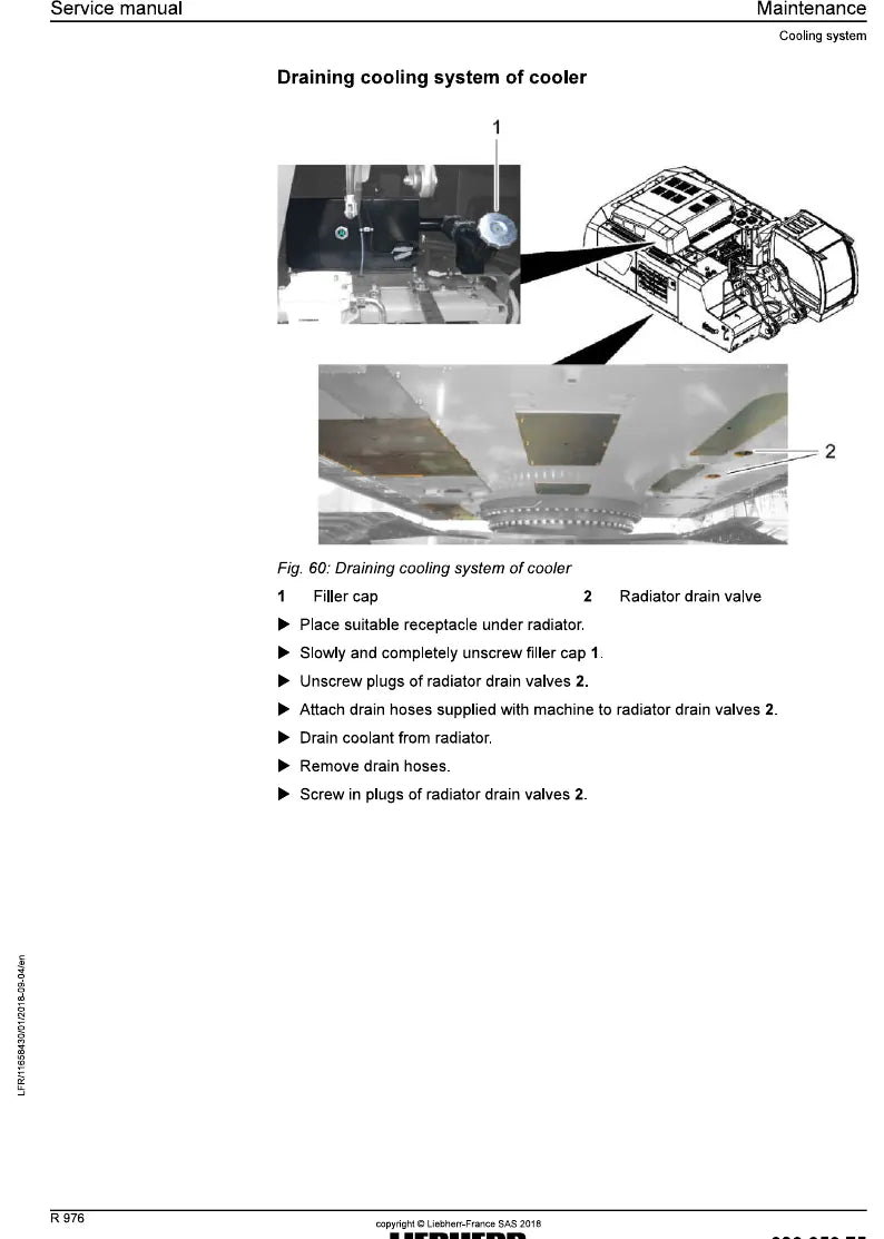 Manual de Serviço Liebherr R966-R980 Escavadeira Hidráulica — página interna com diagrama técnico
