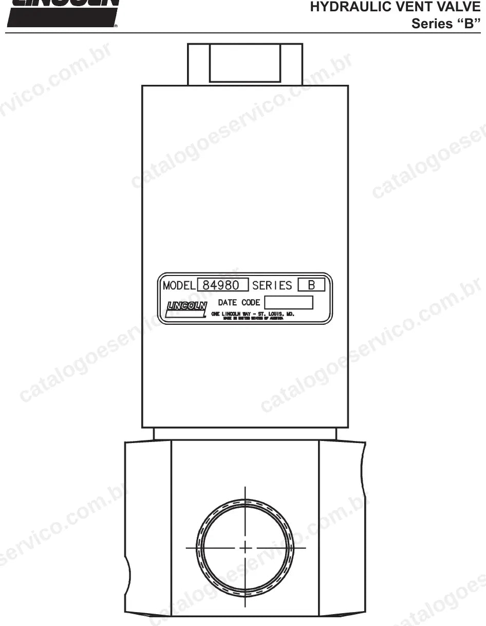 Folha técnica da válvula de alívio hidráulica modelo 84980 da lubrificação da R 9800-1658
