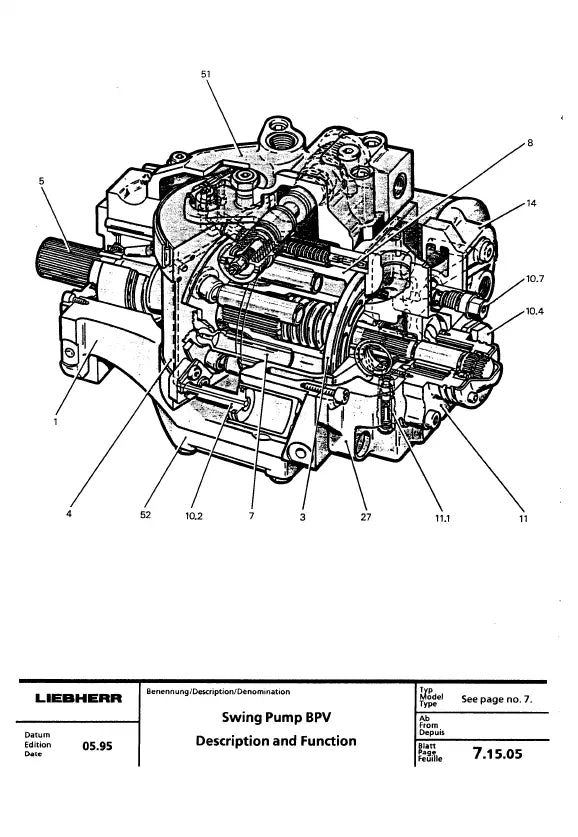 Manual de Serviço Liebherr R984B-R984C Escavadeira Hidráulica — página interna com diagrama técnico