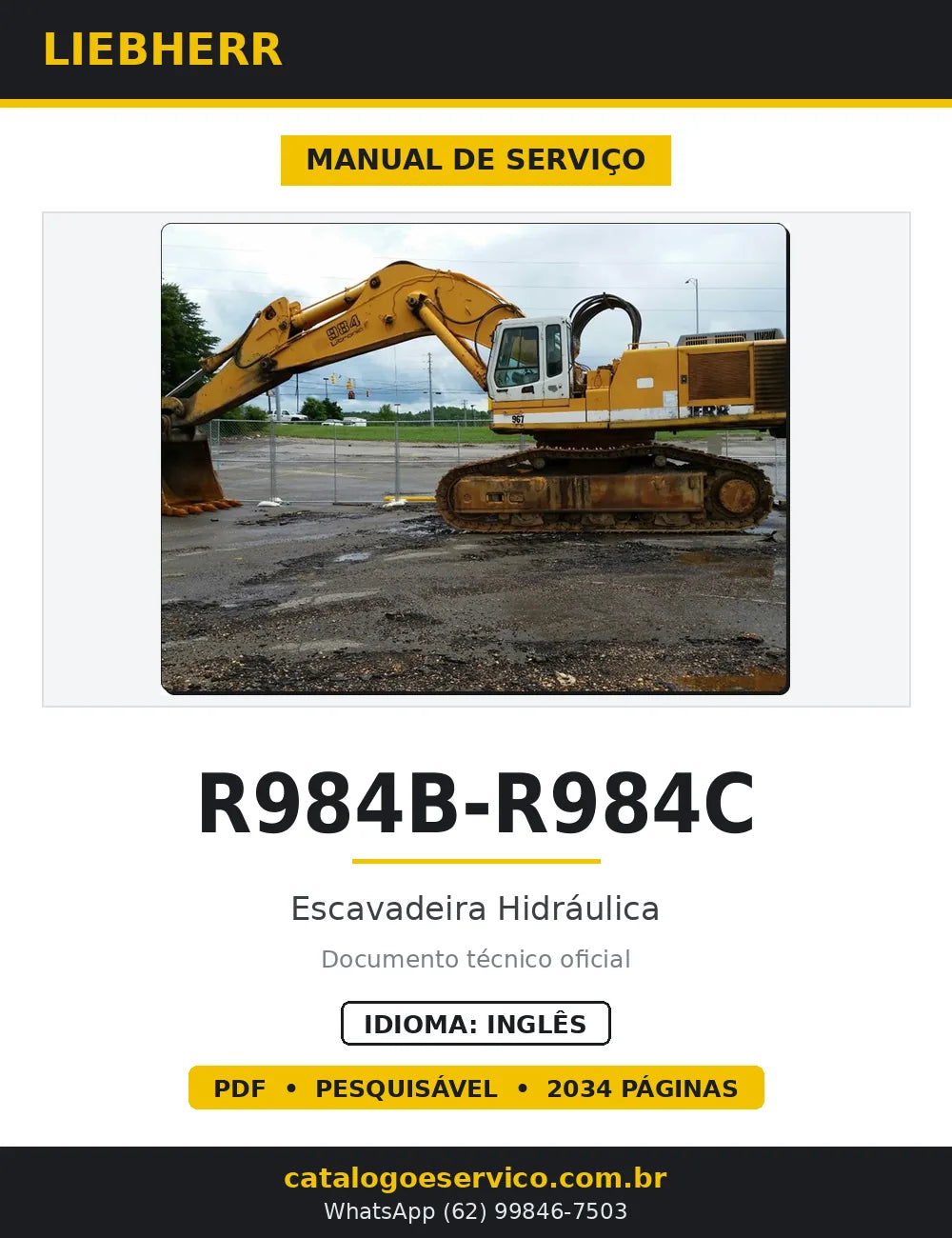 Manual de Serviço Liebherr R984B-R984C Escavadeira Hidráulica — capa