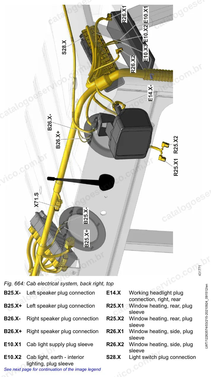 Componentes elétricos da cabine do T 41-7, lado traseiro direito