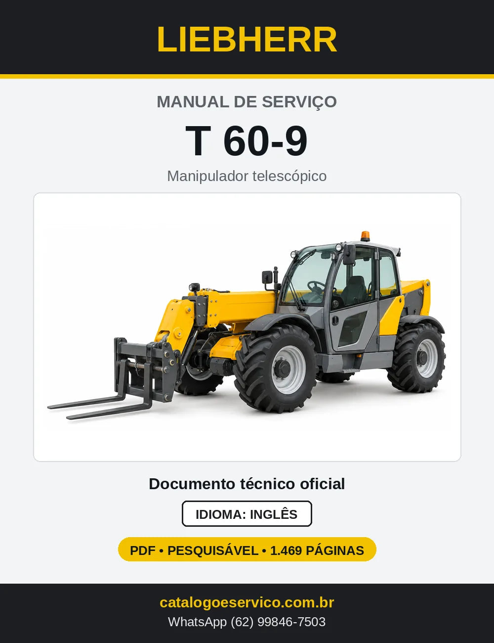Capa do Manual de Serviço Liebherr T 60-9 manipulador telescópico